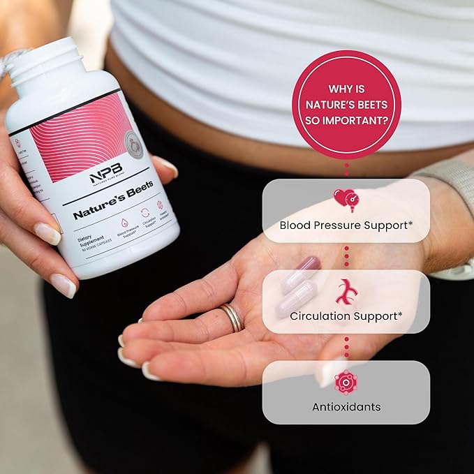 Nature's Pure Blend Organic Beets Capsule I Support Blood Flow, Blood Pressure, Heart Health I Energy Booster, L Arginine