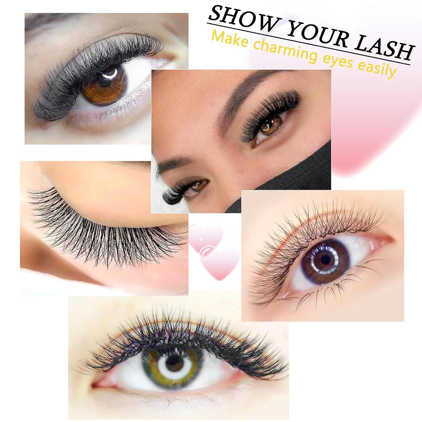 W Lash Extensions Supplies 5D Eyelash Extensions W Shape 0.07mm Thickness D Curl 10mm Premade Fans Easy Fan Lashes Volume Matte Black 12 Rows Crisscross Eye Lashes(W-5D-0.07-D,10mm)