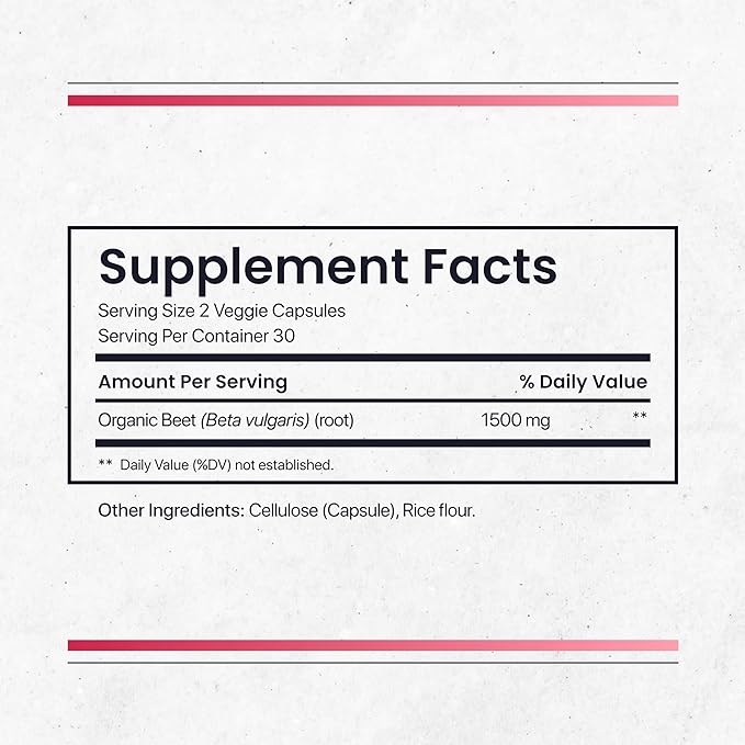 Nature's Pure Blend Organic Beets Capsule I Support Blood Flow, Blood Pressure, Heart Health I Energy Booster, L Arginine