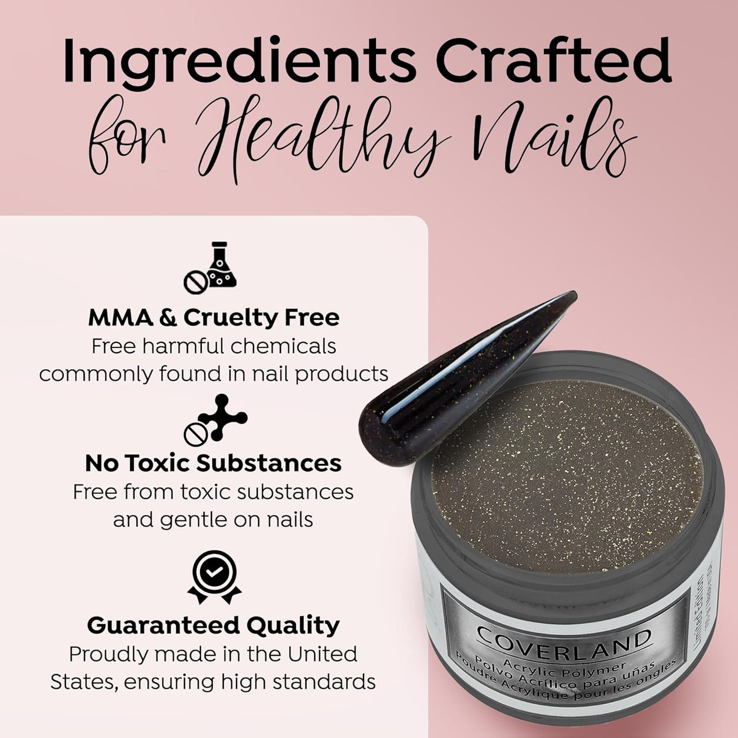 Tones Coverland Acrylic Nail Powder " Starry Night" - Limited Edition Acrylic Powder for Nail Design, Sculpting, and Masking Nail Bed Imperfections - Professional Acrylic Nail Supplies - (1.5 Oz)