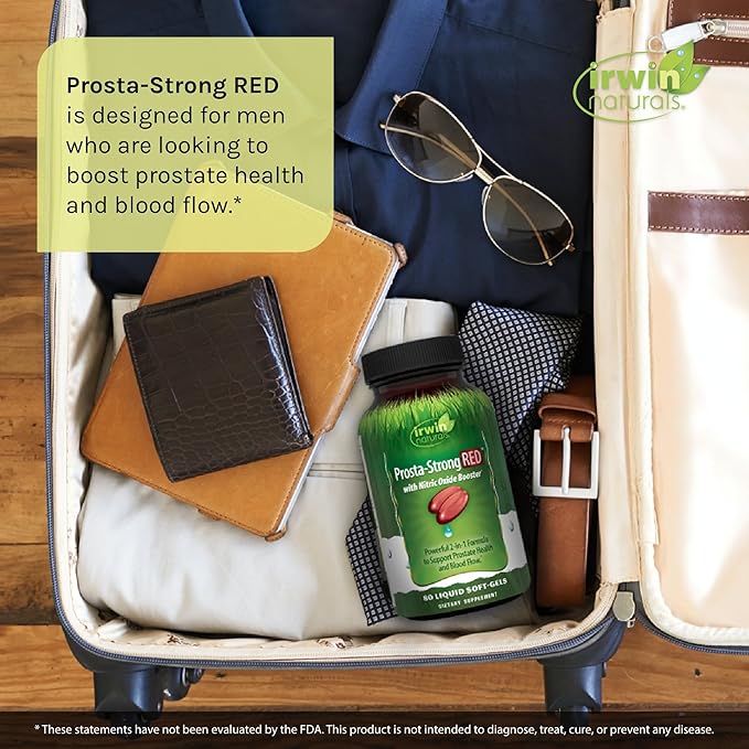 Irwin Naturals Prosta-Strong RED with Nitric Oxide Boosters - Prostate Health Support - Saw Palmetto, Lycopene, Pumpkin Seed & More - 80 Liquid Softgels
