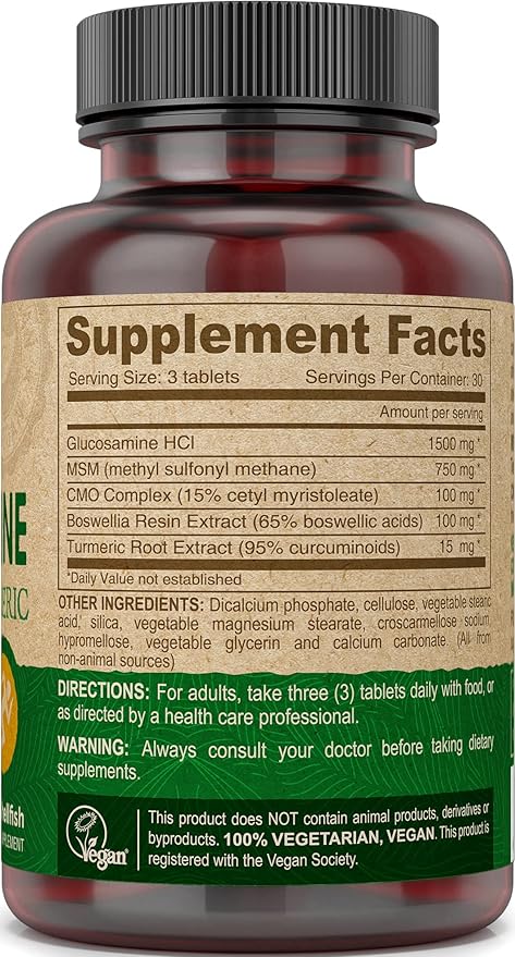 DEVA VEGAN VITAMINS VEGAN GLUCOSAMINE,MSM-CMO, 90 TAB (3 pack)