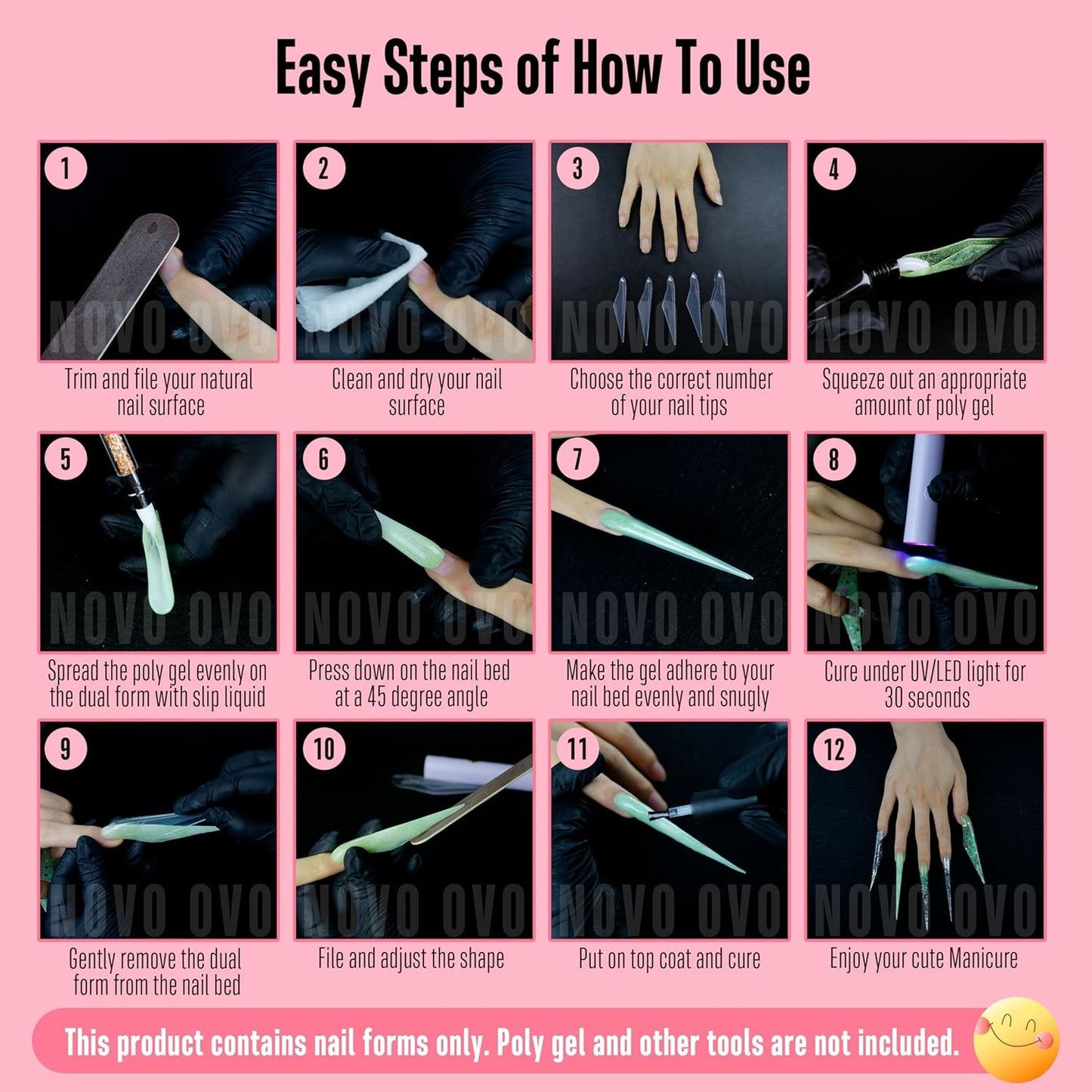 Hallowee Extra Long Stiletto Butterfly Wing Arrow Nail Dual Forms for Polygel Extension, NOT NAIL TIPS, XXXXL 4XL 5XL, Reusable Full Cover Molds For Builder/Harde/Polygel 70 Pcs x 14 sizes