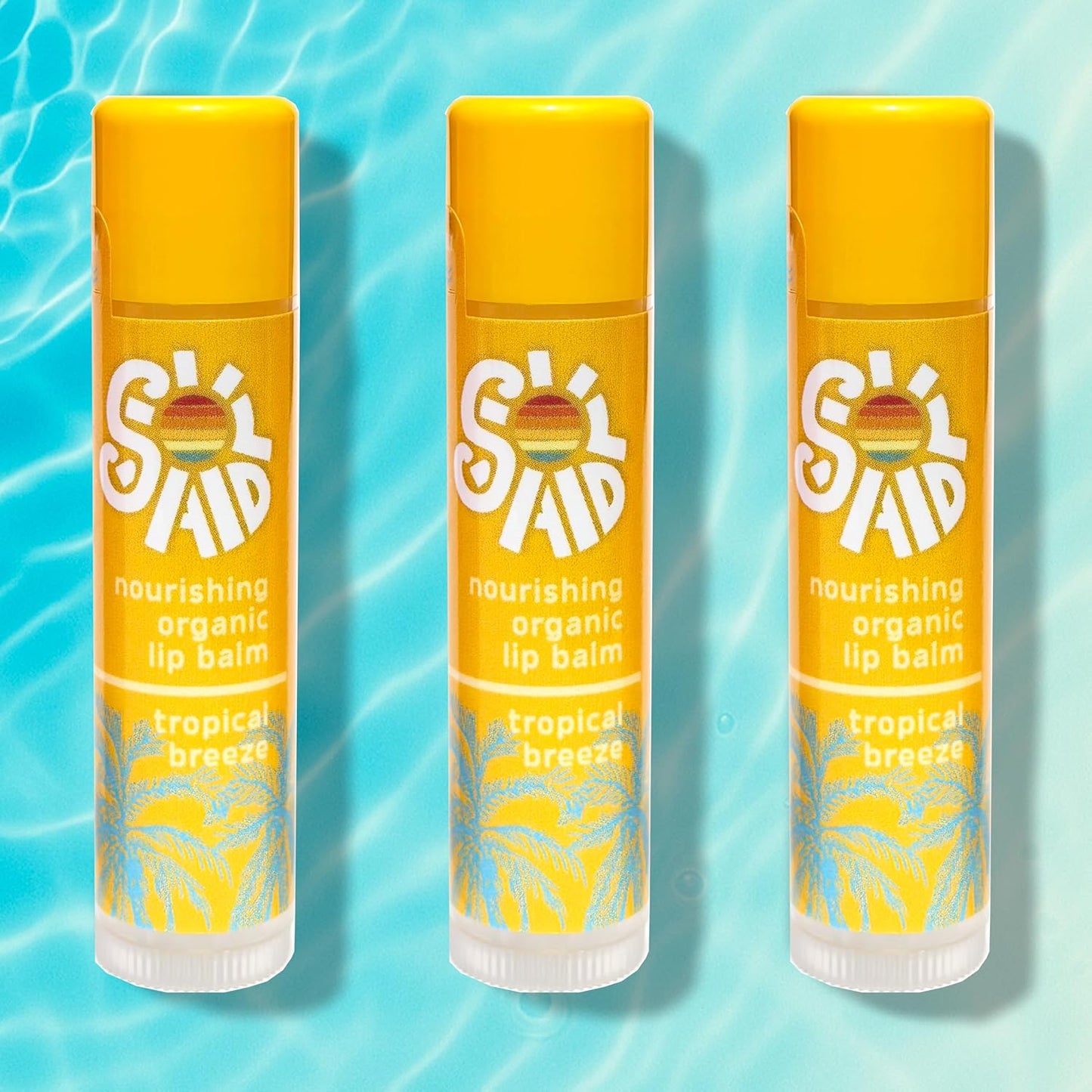 Sol Aid Organic Lip Balm – 100% Natural Lip Moisturizer (3-Pack, Tropical Breeze)
