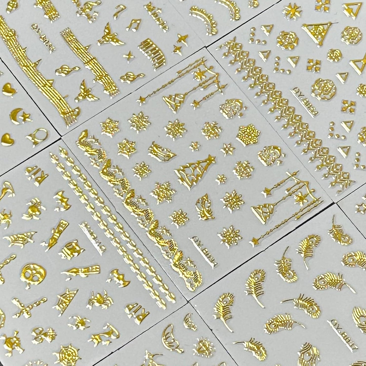 30 Sheets Gold Nail Art Stickers Gold Flower Butterfly Nail Stickers Star Line Self-Adhesive Nail Decals Acrylic Nails DIY Design Nail Supplies for Women and Girls