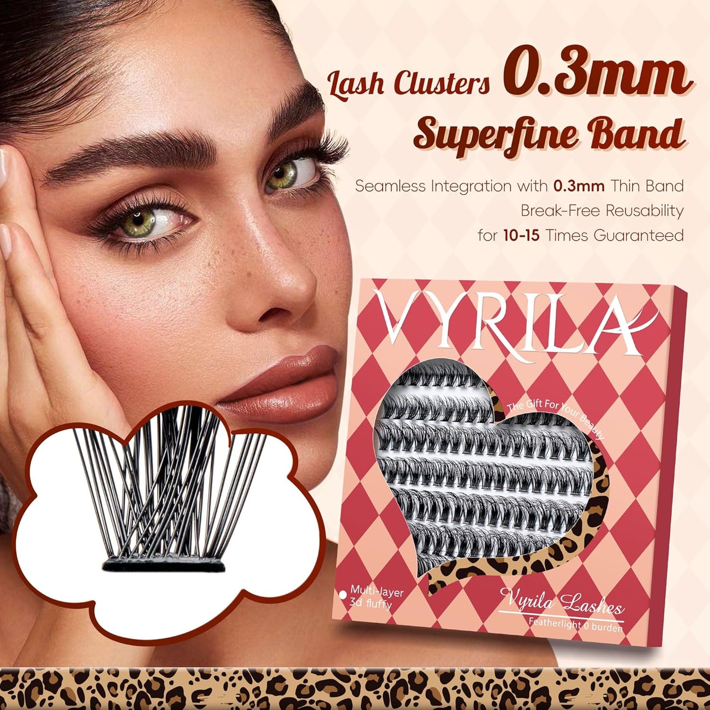 Lash Clusters 0.05mm PBT Fiber Eyelash Clusters, 0.3mm Superfine Soft Band C Curl Diy Lash Extension, 160pcs 8-16mm Individual Lashes Clusters Like Eyelash Extensions (40D-C-8-16Mix)