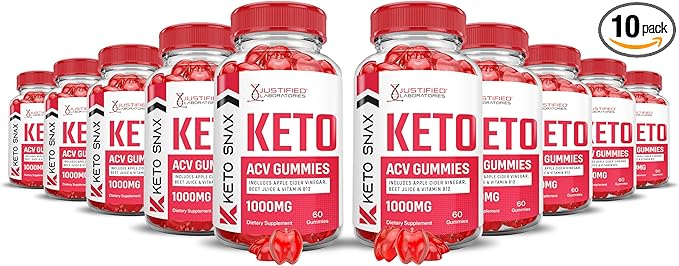 (10 Pack) Keto Snax Keto ACV Gummies Advanced Formula 1000MG Keto Snax Keto Gummies Apple Cider Vinegar Formulated with Pomegranate Beet Juice Powder B12 Vegan Non GMO 600 Gummys