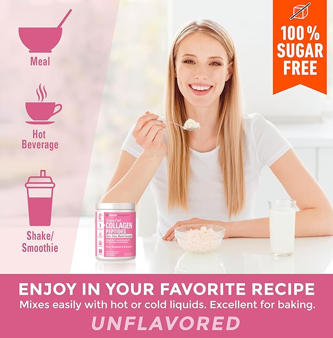 Hydrolyzed Collagen Peptides Powder - Skin, Hair, Nails & Joint Support, Grass-Fed Collagen Enhanced with Probiotics & Digestive Enzymes, Types I & III - Non-GMO, Gluten-Free, Unflavored, 35 Servings