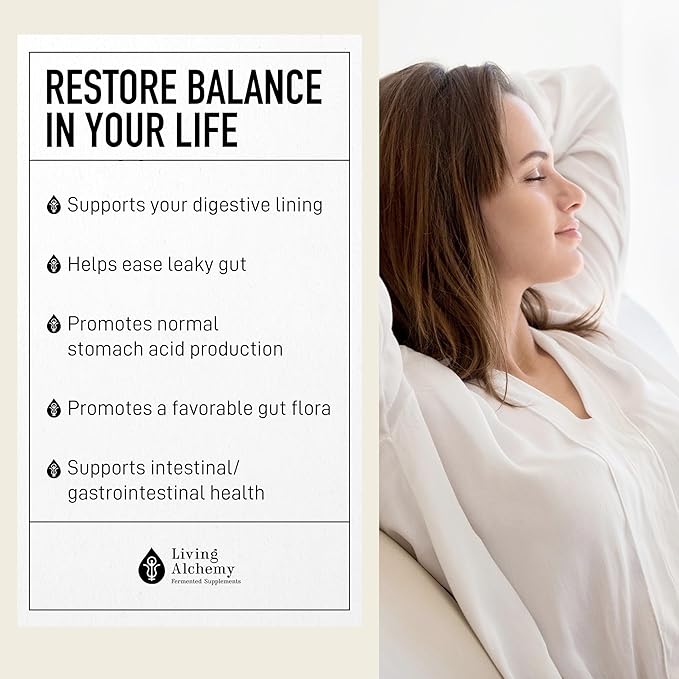 Gut Health Supplements - Your Flora Probiotic Terrain with Fermented Soybean, Aloe Vera, Prebiotics, Digestive Enzyme, Probiotic for Women & Men- Vegan, Non-GMO - Living Alchemy, 60 Pcs