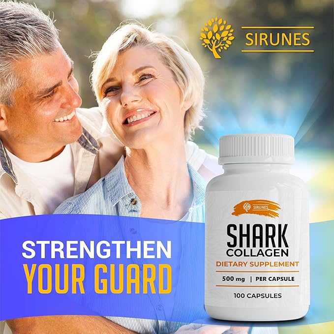 SIRUNES Fish Cartilage Collagen, 100 Capsules - Fish Collagen Supplements for Women, Great for Hair, Skin, Nails, Joints & Bones - Made in USA
