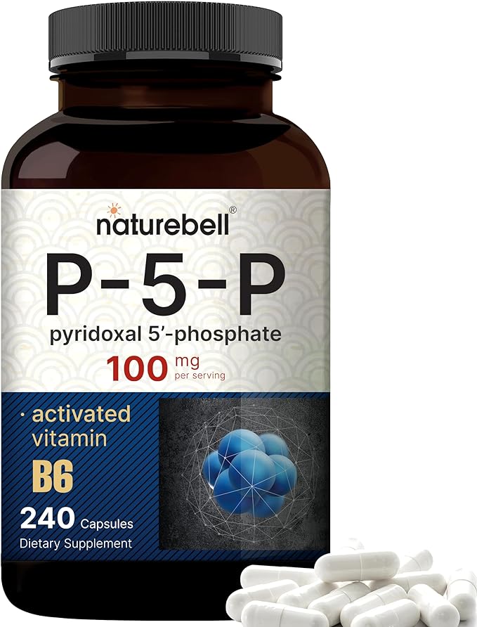 NatureBell P5P Vitamin B6 100mg Per Serving, 240 Capsules | Activated Pyridoxal 5 Phosphate Supplements – Essential B Vitamins for Brain & Memory Health – Non-GMO