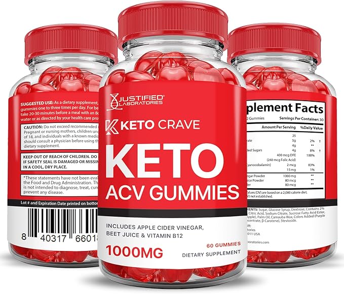 (2 Pack) Keto Crave Keto ACV Gummies Advanced Formula 1000MG Keto Crave Keto Gummies Apple Cider Vinegar Formulated with Pomegranate Beet Juice Powder B12 Vegan Non GMO 120 Gummys