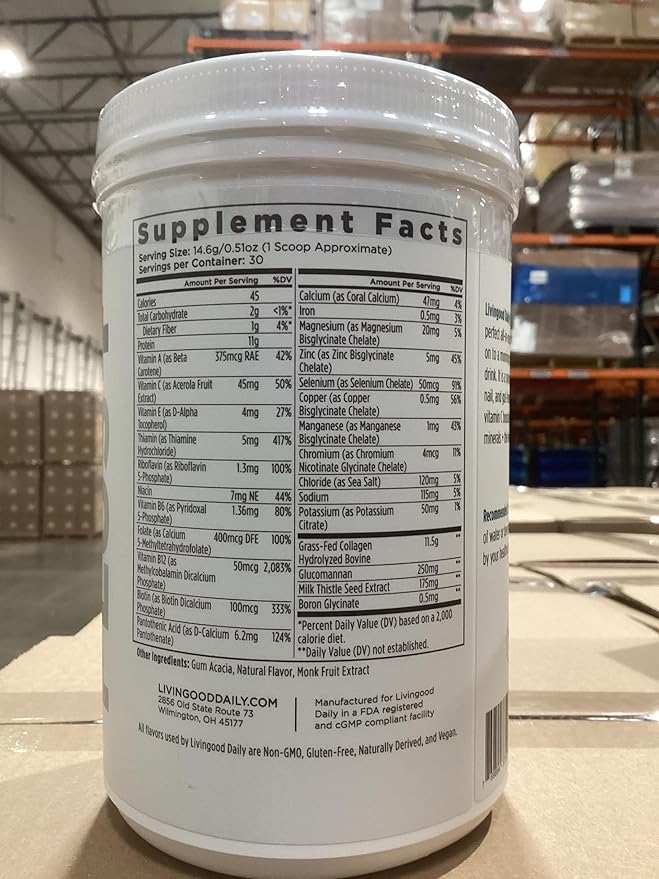 Livingood Daily Collagen Powder for Women & Men (Vanilla) - Grass-Fed Hydrolyzed Collagen Peptides, Protein & Multivitamins for Healthy Hair, Skin & Nails - Keto & Paleo, Gluten Free - 30 Servings