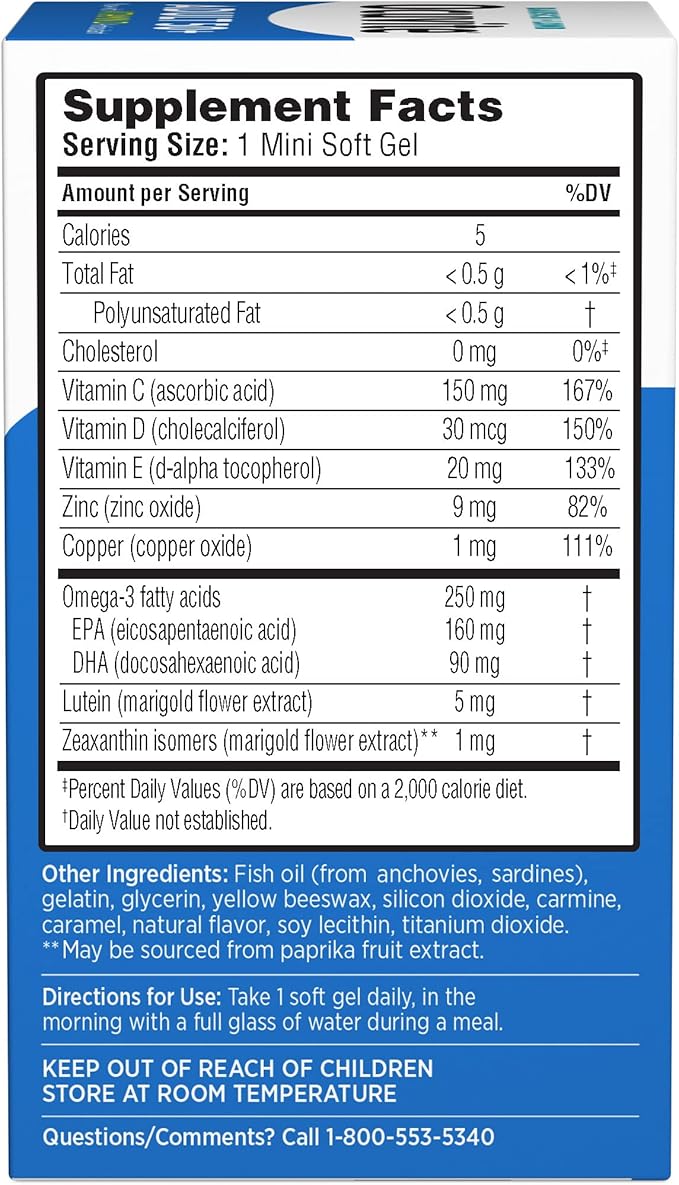 Ocuvite Eye Vitamin & Mineral Supplement, Contains Zinc, Vitamins C, E, Omega 3, Lutein, & Zeaxanthin, 90 Softgels (Packaging May Vary)