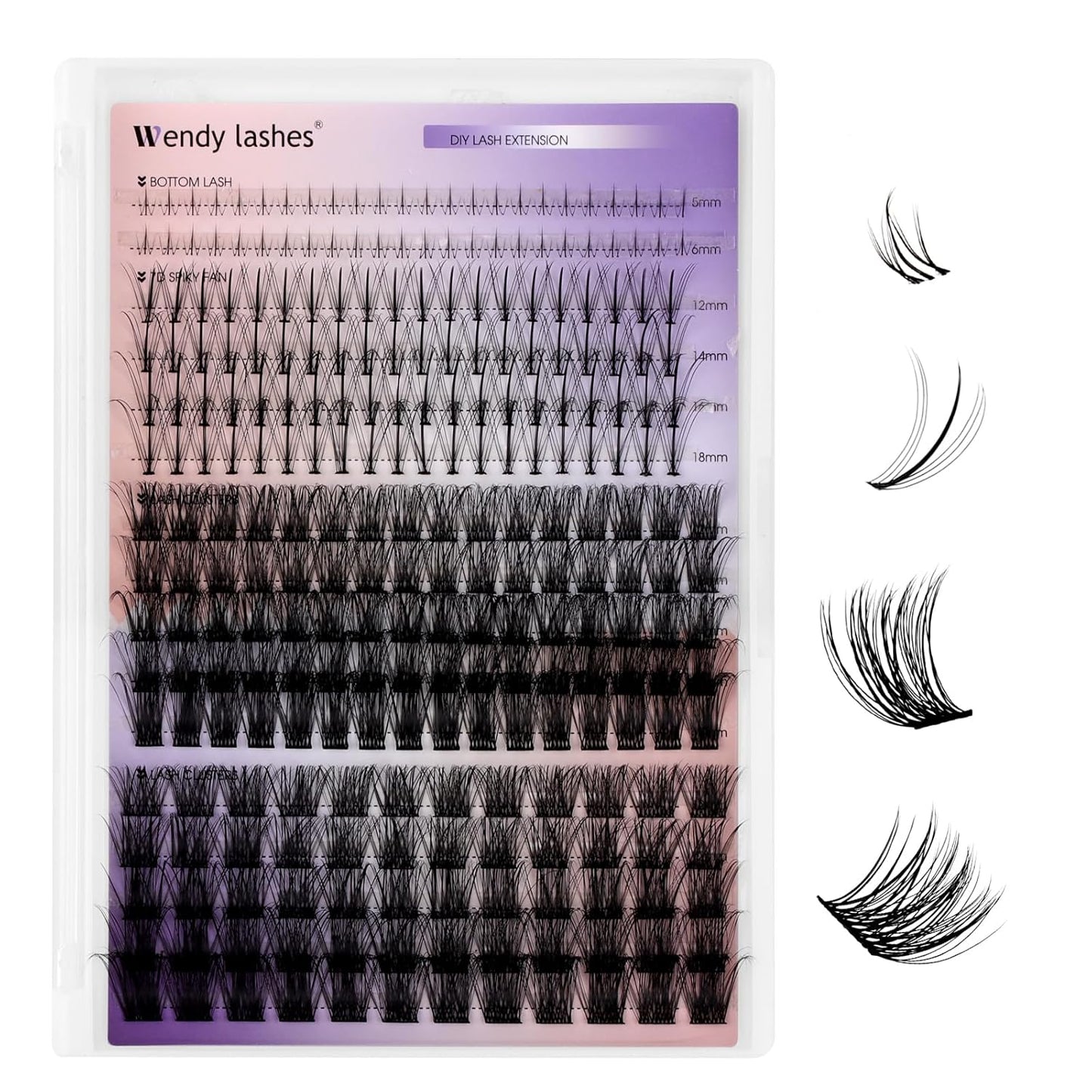 DIY Individual Lash Extensions Eyelashes Cluster Lashes 12-18 mixed D Curl Cluster Lash Nature Look Soft Wispy Cluster Eyelash Extensions（C3+C9-07-1218）