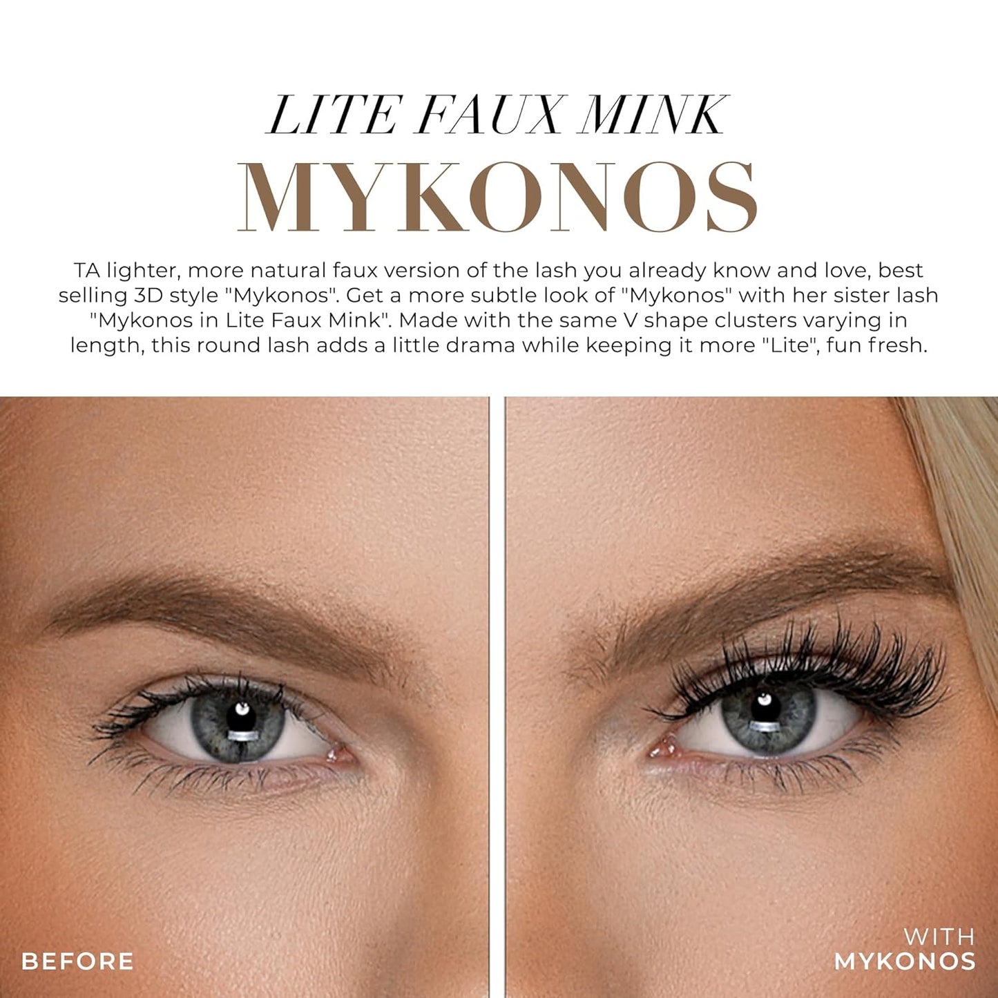 Lilly Lashes Mykonos Lite in Faux Mink, Strip Lashes, Natural Lashes, Reusable False Lashes Natural Look, Lash Strips with Luxury Silk Like Fibers, No Lash Glue Included
