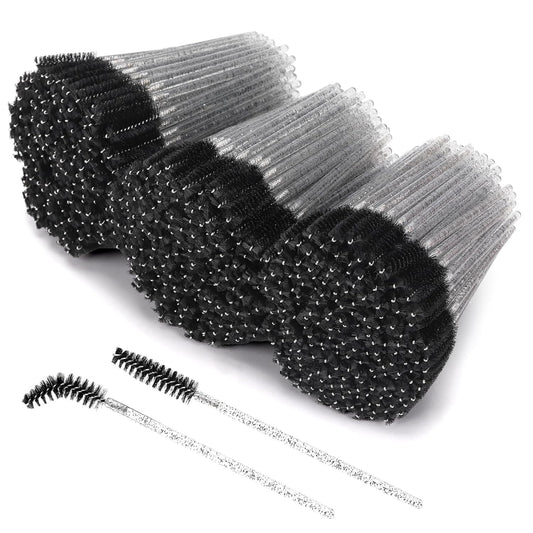 Tbestmax 800 Disposable Mascara Wands, Spoolies Brush for Eyelash Extensions, Crystal Black Spooly Eyelash Eyebrow Brushes Lash Wand Applicator Makeup Kits
