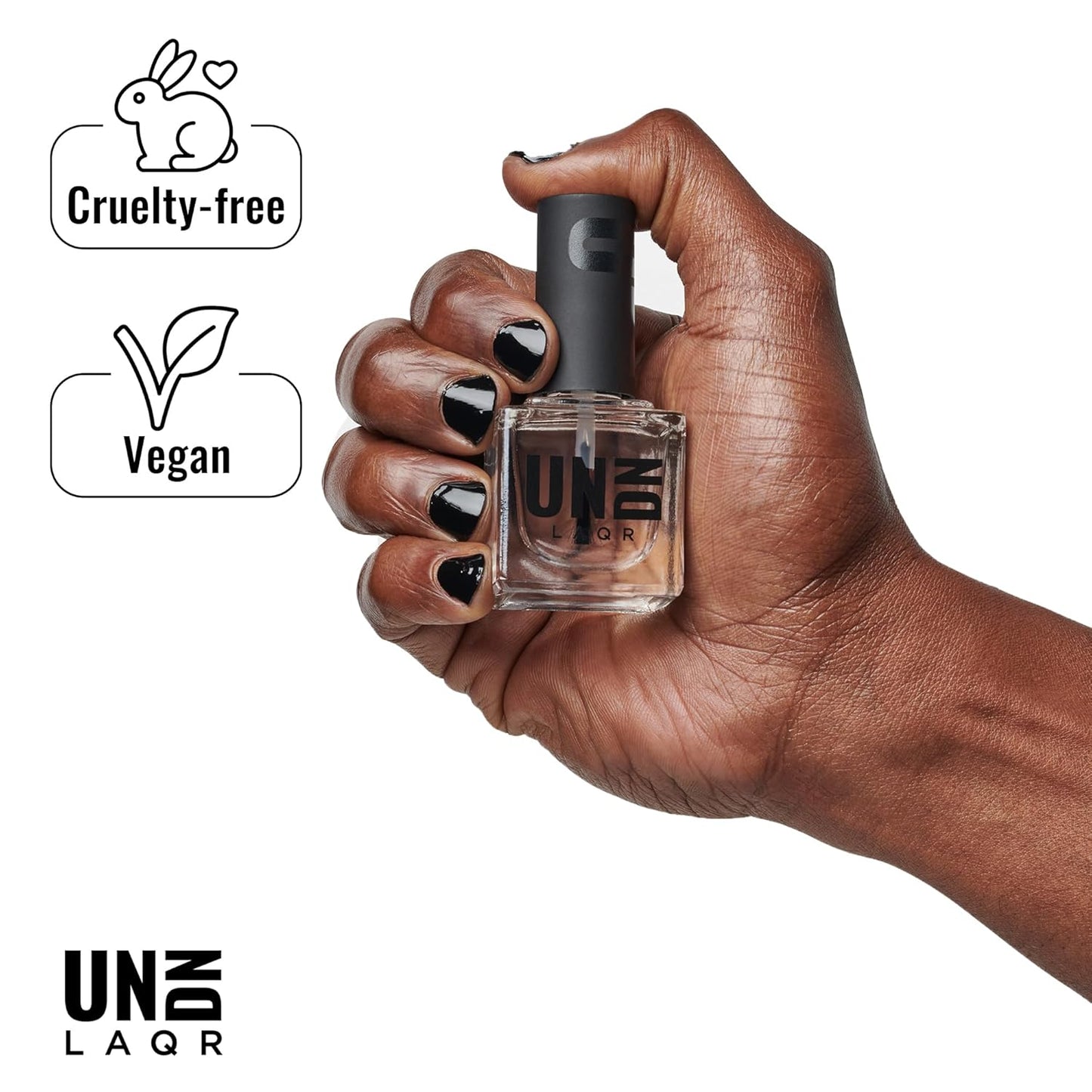 UNDN Vegan Nail Polish - Gloss Top and Bottom Coat - Clear Base Coat and Top Coat Nail Polish - Long Lasting, Cruelty Free Fingernail Polish - 0.5 oz