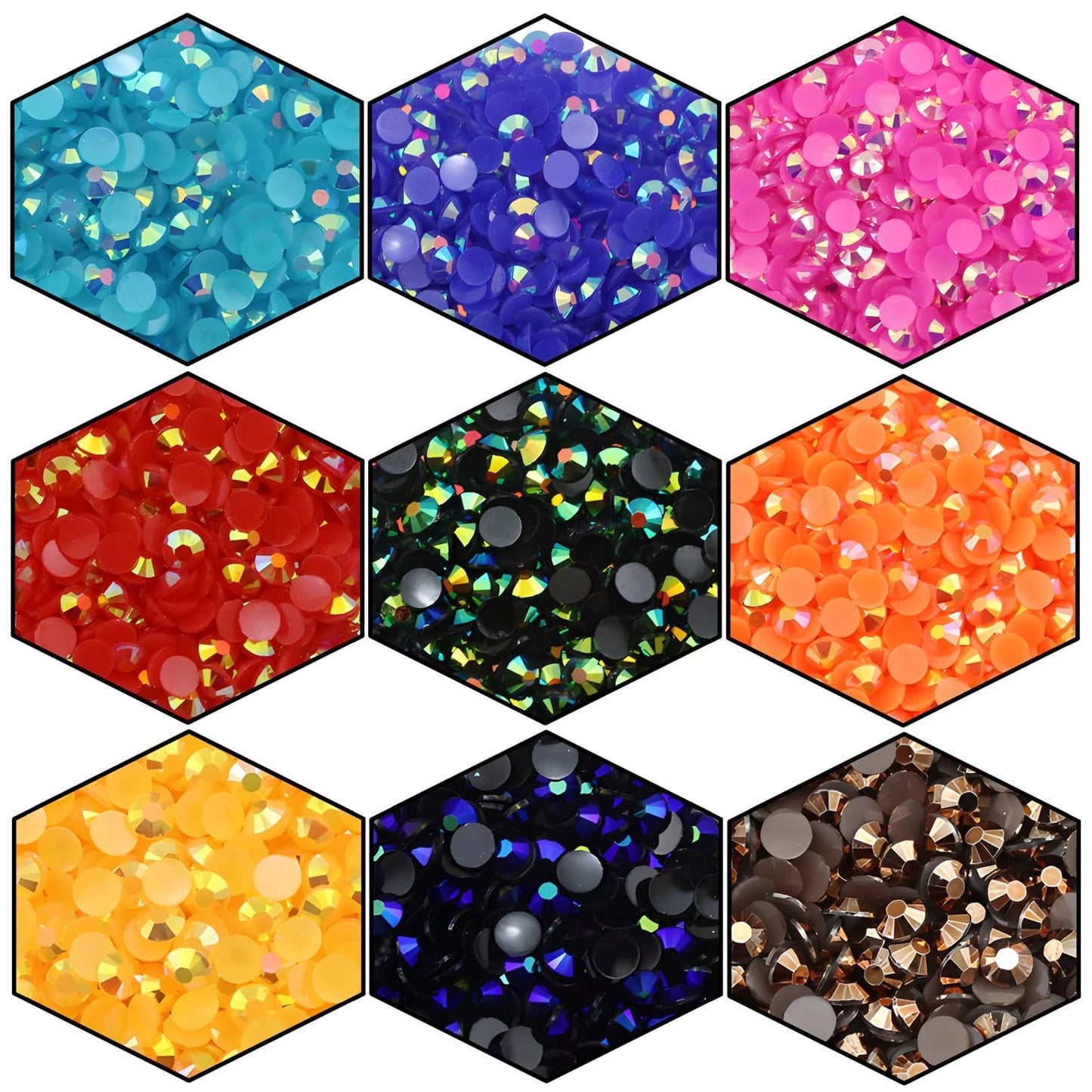 4500 Pcs SS6 2mm AB Flatback Rhinestones for Nails Art Crafts Glitter Round Shine Gems Crystals DIY Clothes Shoes （Black-Bottom Purple Red AB）