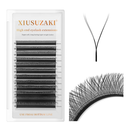 YY Lash Extensions Supplies Y Eyelash Extensions 0.07mm Thickness C Curl 13mm Premade Fans 4D Russian Volume Matte Black 12 Rows Crisscross Eye Lashes(YY-0.07-C,13mm)