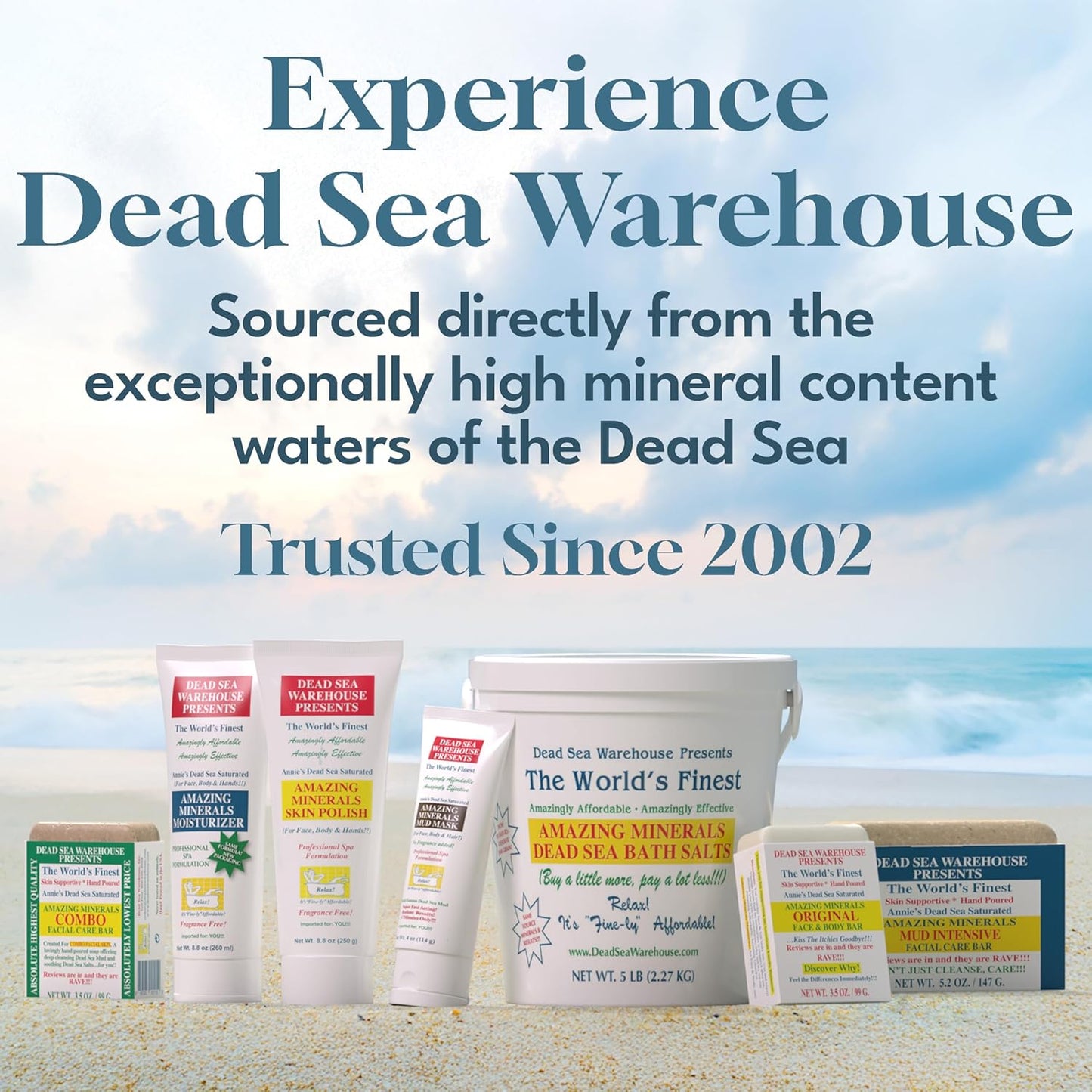 Dead Sea Warehouse – Amazing Minerals Dead Sea Bath Salts – 2 LBS – Highest Mineral Content – Natural Muscle Tension Relief