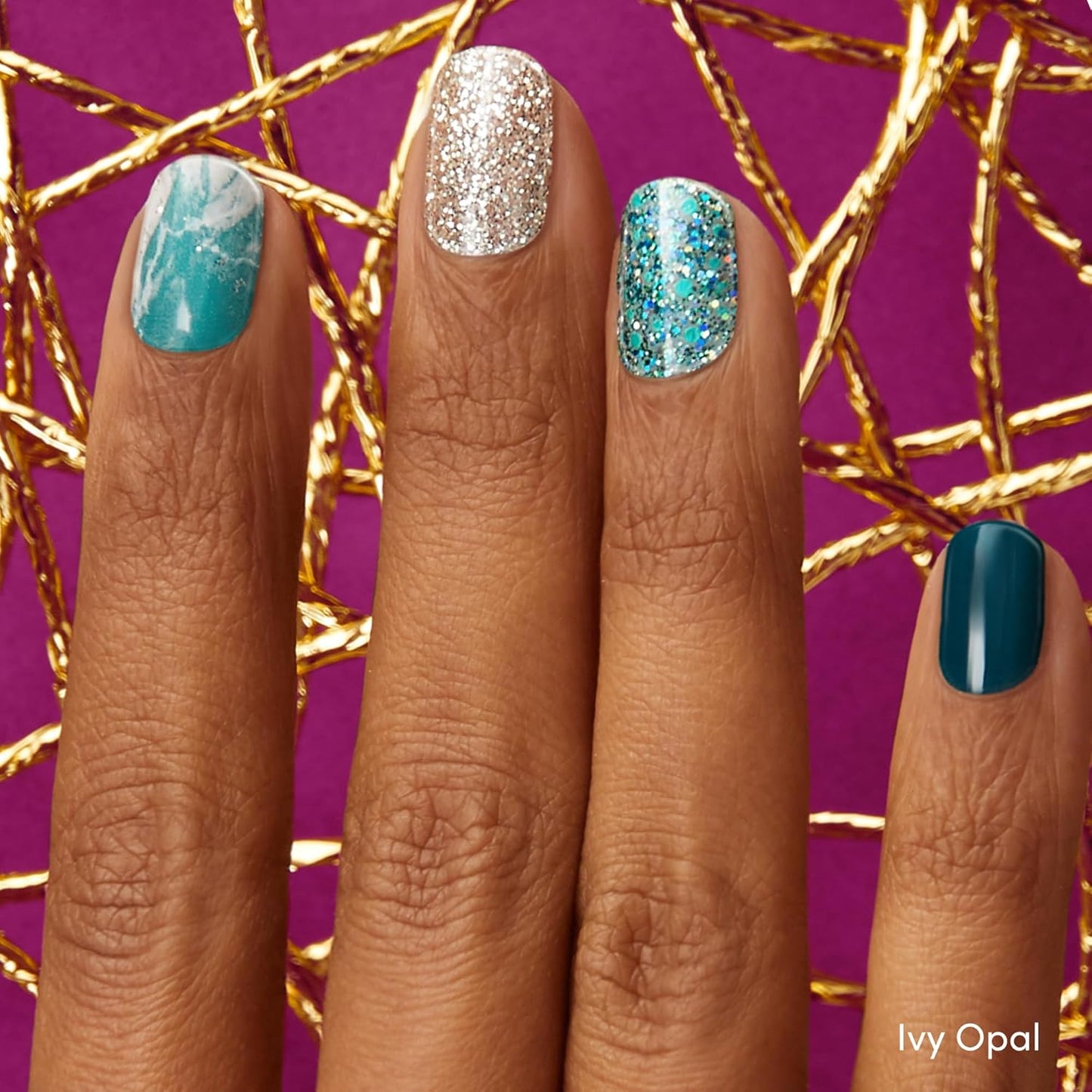 Dashing Diva Gloss Nail Strips Bundle - The Light Marble Collection - Natural Wonder & Ivy Opal - UV Free, Chip Resistant, Long Lasting Gel Stickers - Contains 2 Sets