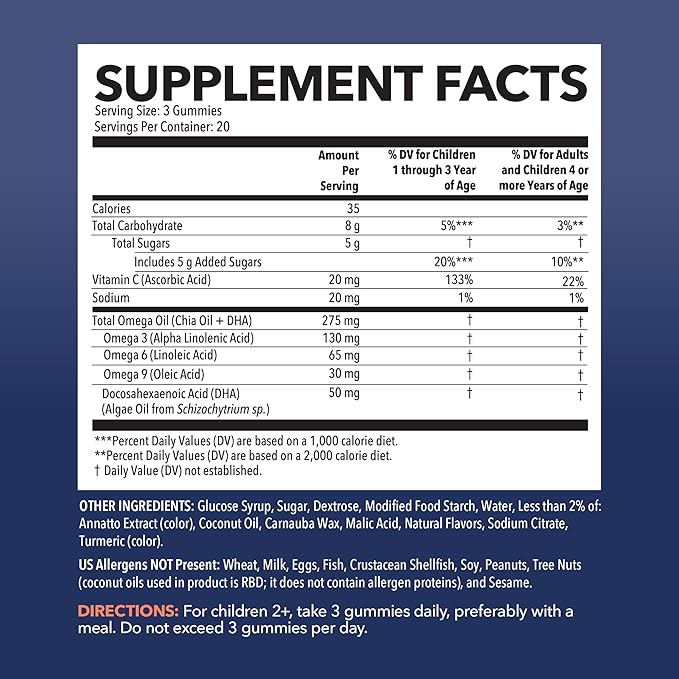 Omega 3 Kids Gummies | Omega 3-6-9 Vegetarian Plant-Based Fish Oil for Kids | EPA + DHA for Kids 2+ | Body & Brain Development | No Fishy Taste | Lemon & Orange Flavors | 60 Vegan Fish Oil Gummies