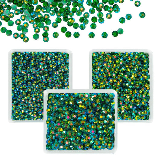 Transparent Clear Emerald Green AB Resin Rhinestones for Crafting 3mm 4mm 5mm Flatback Jelly Stones Peacok Diamonds Crystals Gems Charms for Nails Face Eyes Makeup Tumblers Bottles DIY Crafts