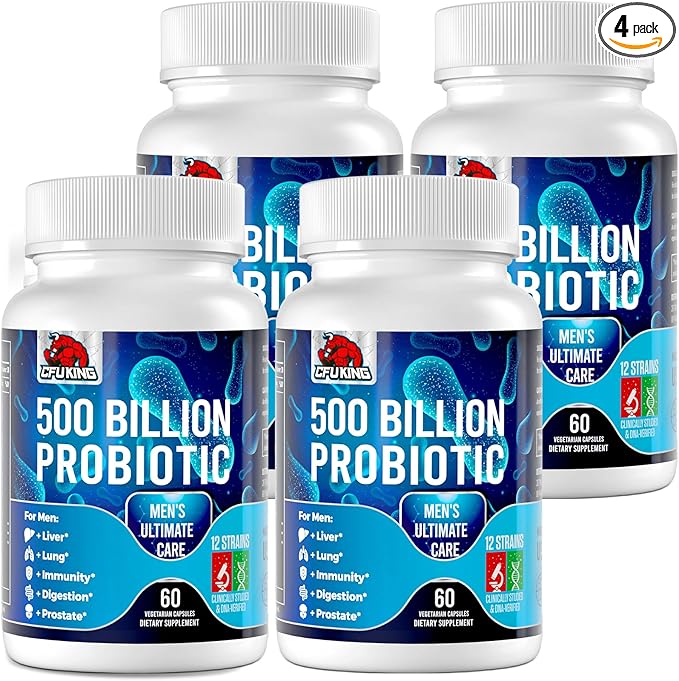 Probiotics for Men, 500 Billion CFU & 12 Strains Mens Probiotic, Men Probiotics with Turmeric, Cranberry, Goji, Gut Health for Men, Probiotics for Men Digestive Health, Immune Bloating, 120-Day Supply
