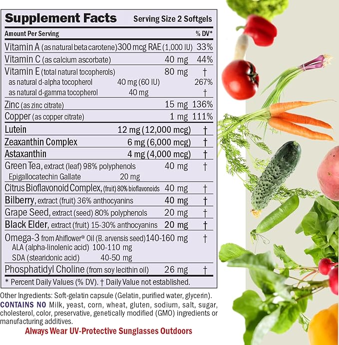 Andrew Lessman Ultimate Eye Support with Astaxanthin 60 Softgels – 12mg Lutein, 6mg Zeaxanthin, 4mg Astaxanthin, Bilberry, Key Nutrients to Support Eye Health & Promote Healthy Vision. No Additives