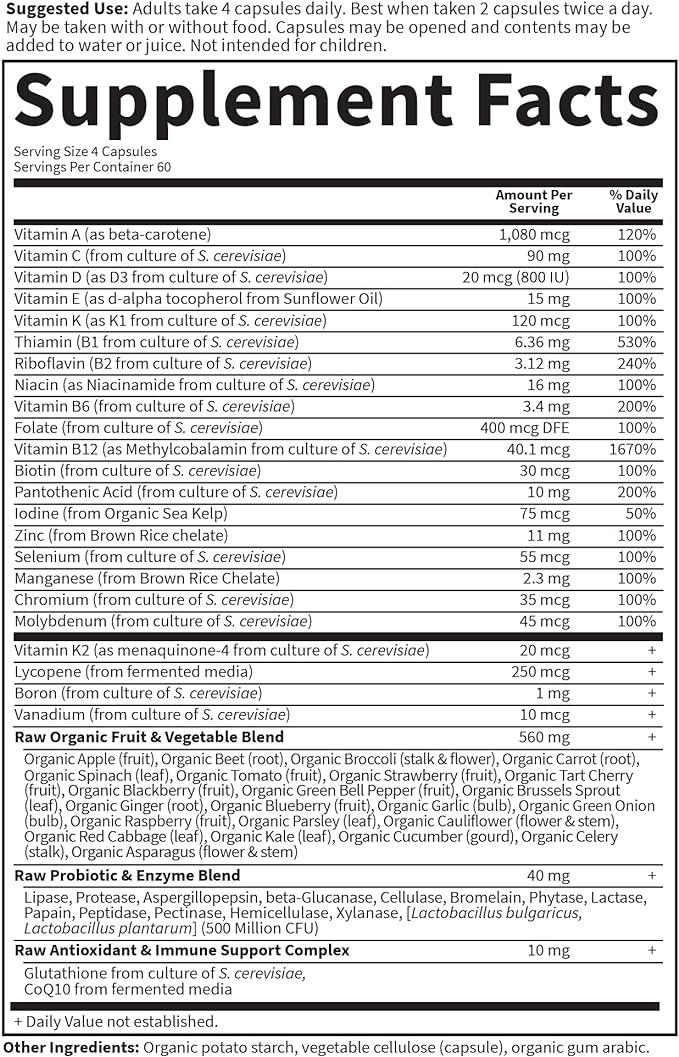 Garden of Life Vitamin Code Whole Food Multivitamin for Men - 240 Capsules, Vitamins for Men, Fruit Veggie Blend and Probiotics for Energy, Heart, Prostate Health, Vegetarian Men's Multivitamins