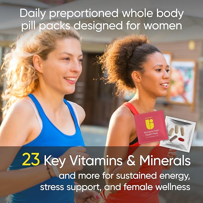 Women's Total Health Pack Daily Multivitamin Supplement, Energy, Stress & UT Support, Krill Oil, 22 Key Vitamins & Minerals, Iron, Biotin, Zinc, Selenium, Astaxanthin, Calcium (30 Pack)