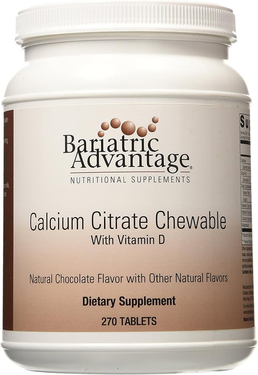 Bariatric Advantage Calcium Citrate Chewable 500 mg - for Bariatric Surgery Patients - High-Potency, Easy-Digest Tablets - Calcium Citrate - Bone Strength Supplements* - 270 Count - Chocolate