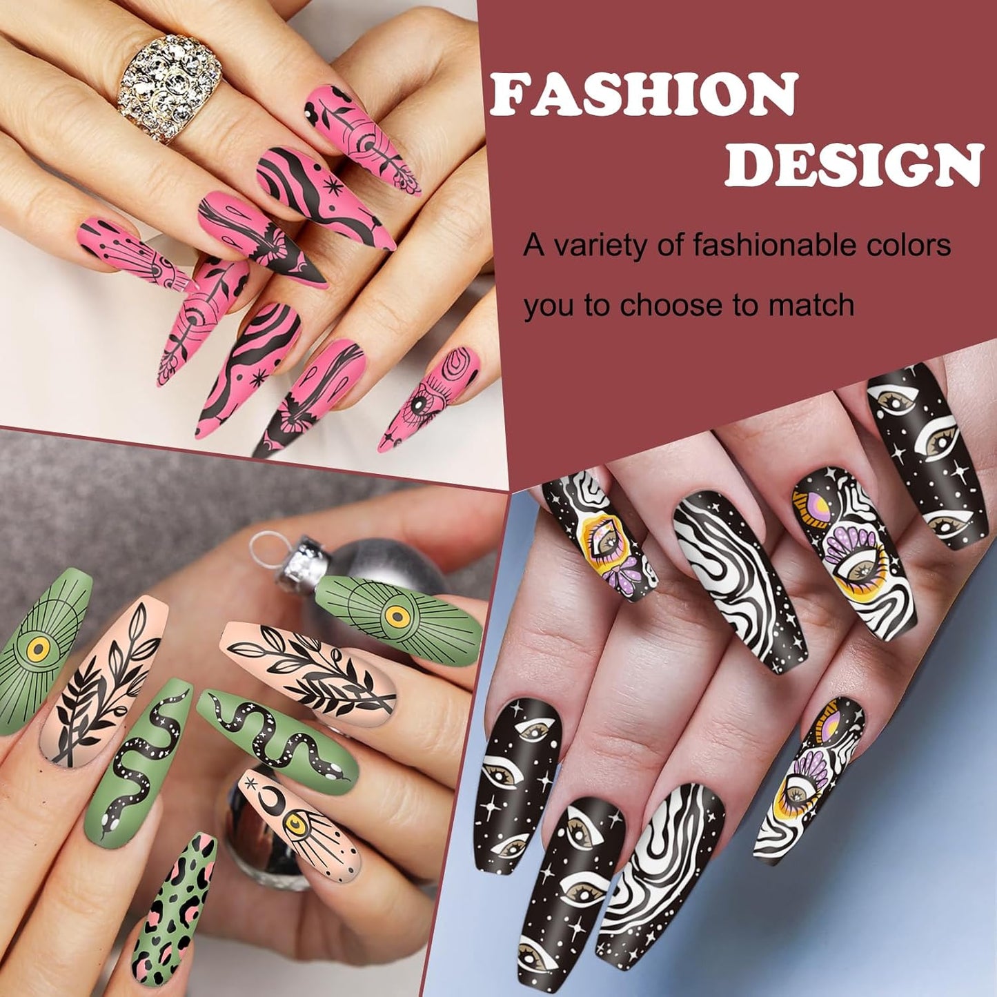 Whaline 6Pcs Gothic Halloween Nail Plates Stamping Set Skull Evil Eye Moon Stamp Templates Halloween Nail Art Plates for DIY Print Manicure Salon Design