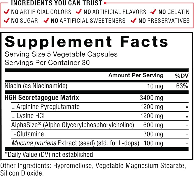 FORCE FACTOR Prime HGH Secretion Activator Supplement for Men with L-Arginine and L-Glutamine to Trigger HGH Production, Boost Workout Force, and Improve Athletic Performance, 150 Capsules