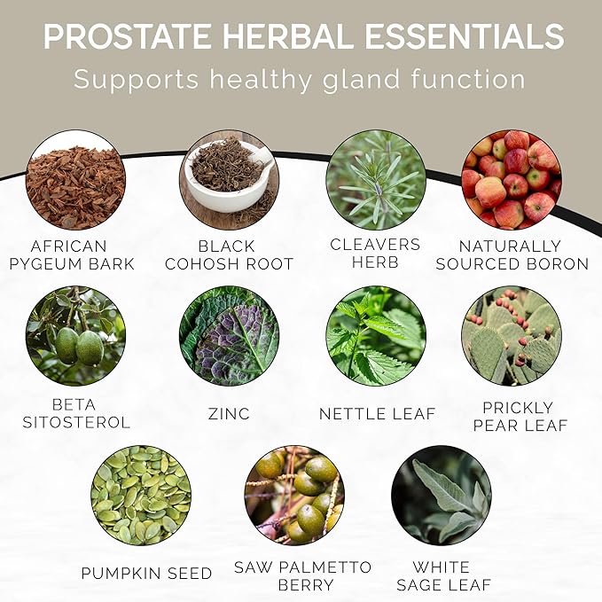 Balanced Vibe 11-in-1 Prostate Support Supplement for Men’s Health | Organic Prostate Formula | Less Bathroom Trips, Better Sleep | Pygeum and Saw Palmetto Prostate Complex w Beta-Sitosterol(90ct)