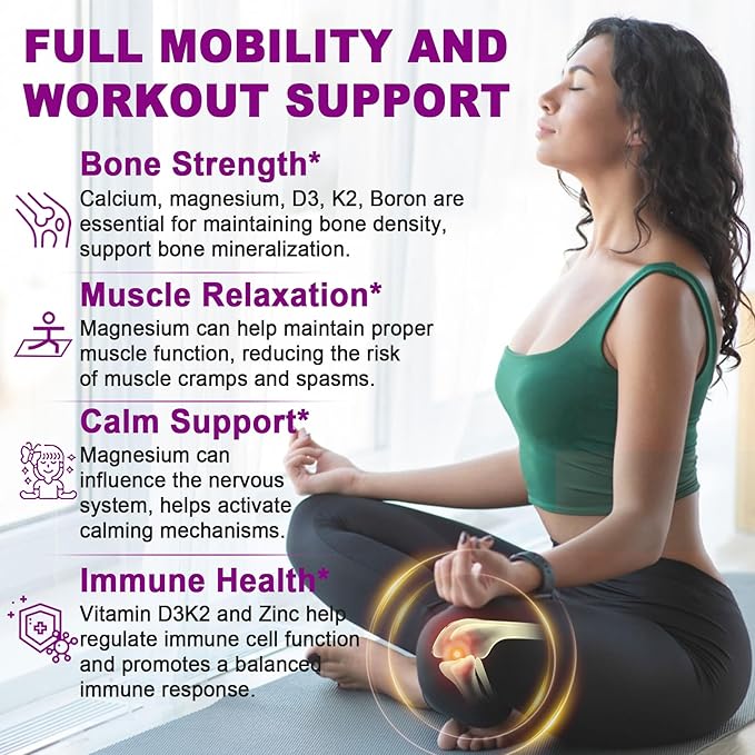 Sugar-Free Calcium Citrate Gummies 1000mg w/Vitamin D3 K2, Magnesium, Zinc, Boron, Manganese, Copper for Bone, Muscle & Immune, Ultimate Absorption Calcium Supplement for Women & Men - Vegan, 60 Count