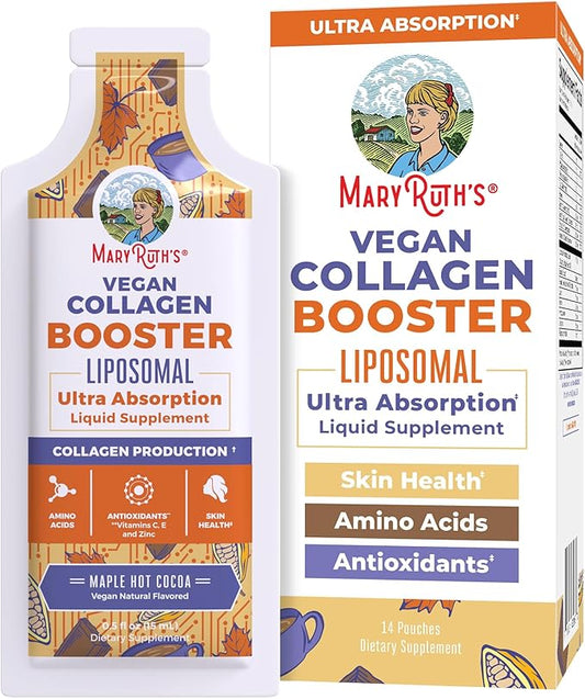 MaryRuth Organics Collagen Booster Liposomal | Sugar Free | Liquid Collagen Booster with Vitamin C, E, Zinc, Copper & Silica | Skin Care & Joint Support | Vegan | Non-GMO | Gluten Free | 14 Servings