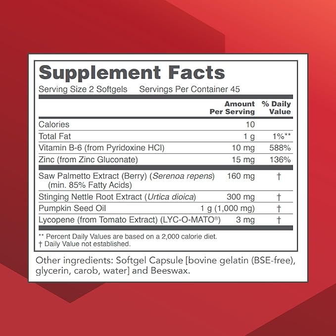 Protocol Ortho Prostate - Men's Prostate Health Supplement* - with Saw Palmetto Extract, Stinging Nettle Extract & Zinc Gluconate - 90 Softgels