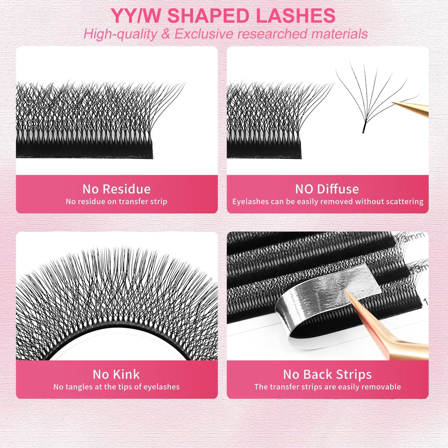 W Lash Extensions Supplies 7D Eyelash Extensions W Shape 0.07mm Thickness D Curl 10mm Premade Fans Easy Fan Lashes Volume Matte Black 12 Rows Crisscross Eye Lashes(W-7D-0.07-D,10mm)