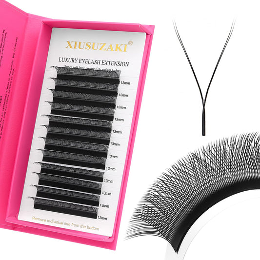 YY Lash Extensions Supplies Y Eyelash Extensions 0.05mm Thickness C Curl 12mm Premade Fans 4D Russian Volume Matte Black 12 Rows Crisscross Eye Lashes(YY-0.05-C,12mm)