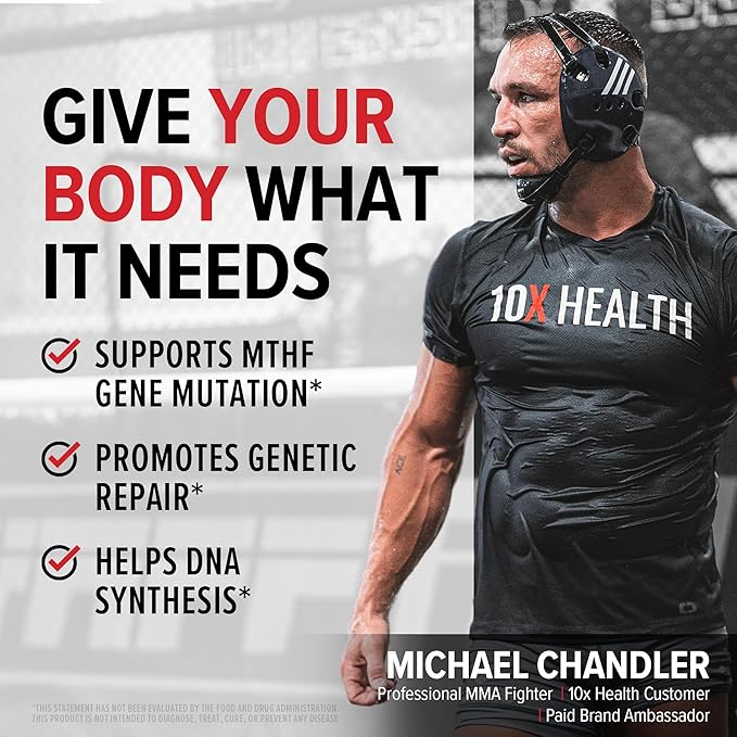 10X Health 5 MTHF Supplement - Methylated Multivitamin with Methylfolate & Magnesium for Brain, Heart Health, DNA & Neurotransmitter Synthesis - Bioavailable 5-MTHF Supplement - 60 Capsules