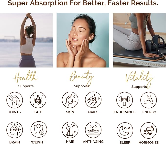 Premium Marine Collagen Powder with Type I II III and IV Hydrolyzed Peptides for Women Men, Sourced from Wild Fish Certified Kosher Unflavored - 28 Stir & Go Sachets, 10g Each