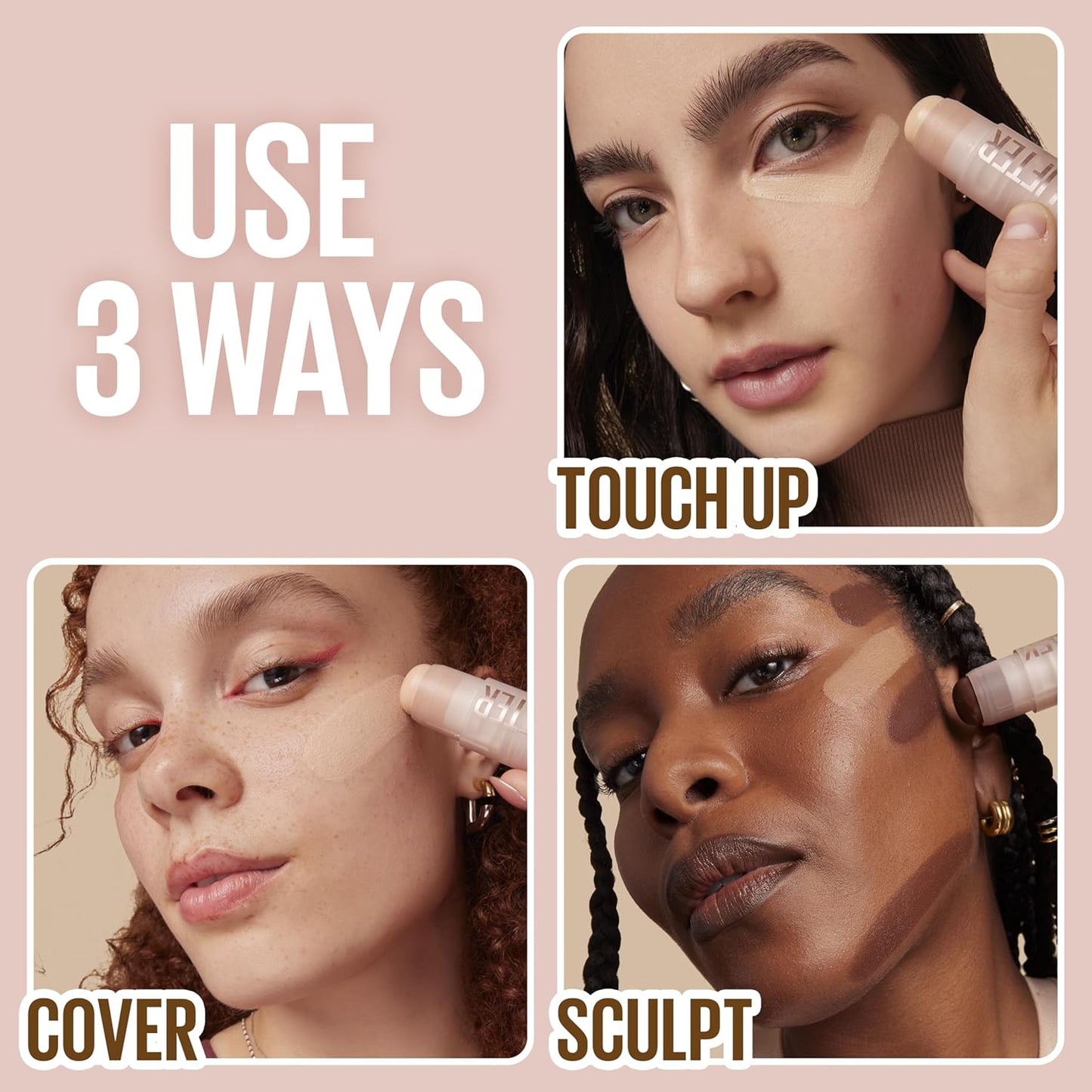 Maybelline Lifter Stix Multi-Use Face Stick - Contour, Bronzer, Concealer and Foundation Stick, All-In-One Creamy Face Makeup with Cranberry Seed Oil, 70, 1 Count