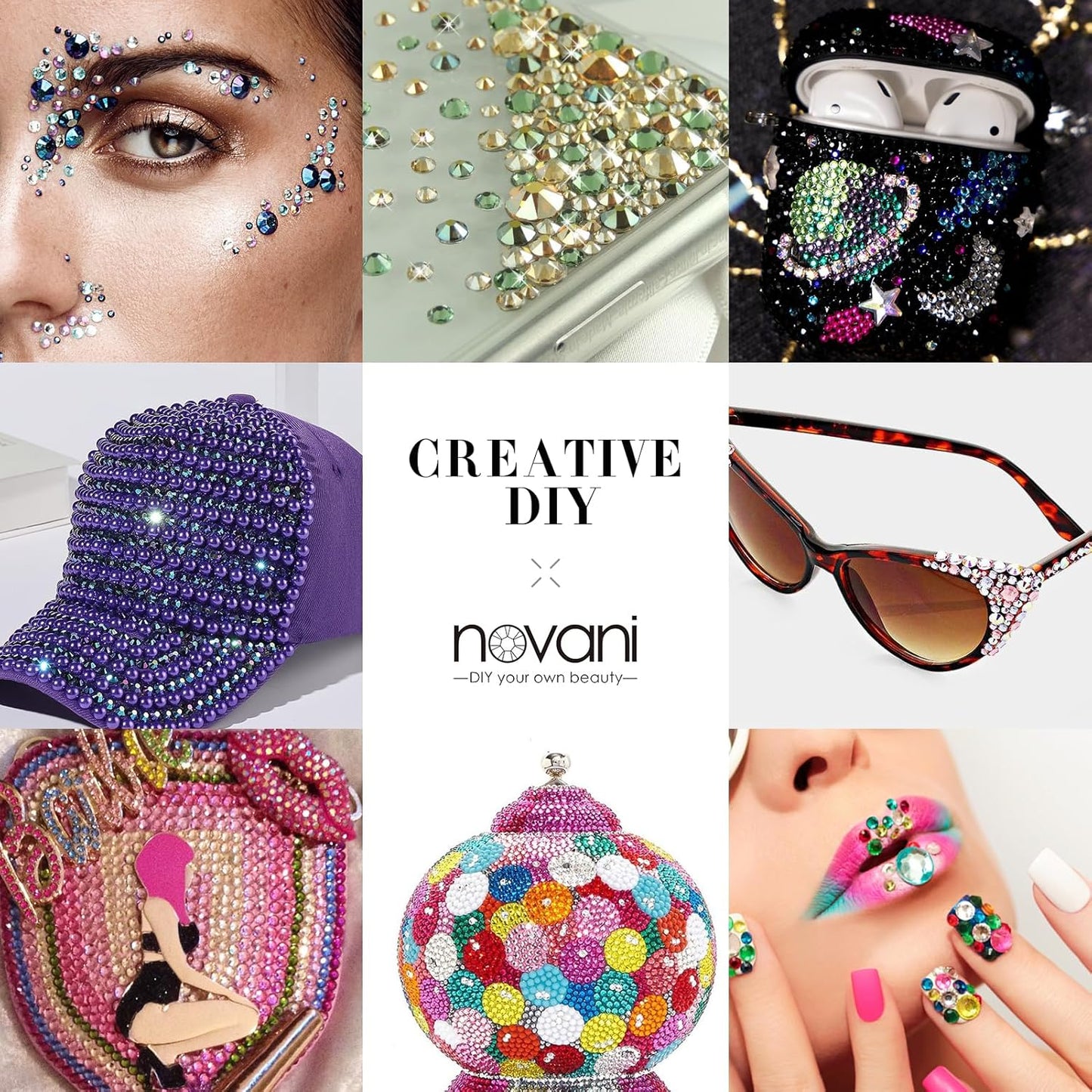 Novani Champagne Rhinestones 1440pcs Flat Back Round Rhinestone Style 2088 Sparkly Crystal Gemstones for Nail Art and Crafting SS16,3.8-4.0mm