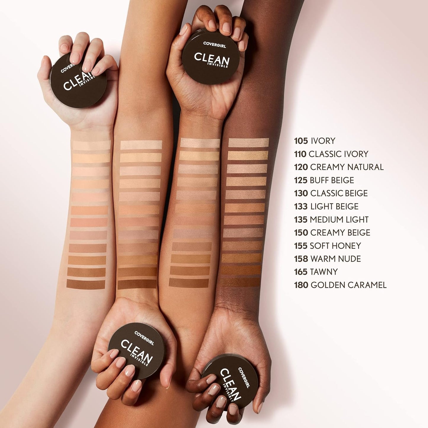 Covergirl Clean Invisible Pressed Powder, Lightweight, Breathable, Vegan Formula, Creamy Natural 120, 0.38oz (Pack of 2)