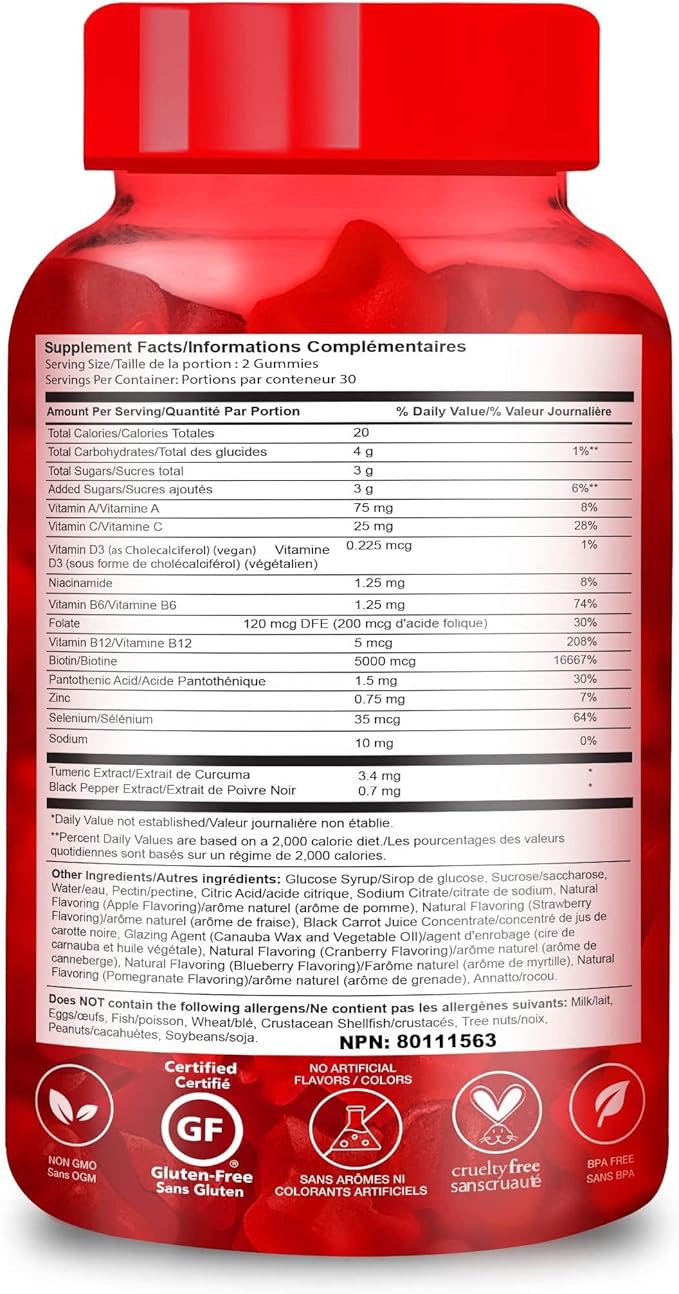 HAIRtamin Vegan Gummy Stars Hair Vitamins | Non-GMO | All Natural Biotin Hair Vitamin Gummies to Maintain Healthy Hair Skin & Nails | Multivitamin Supplement