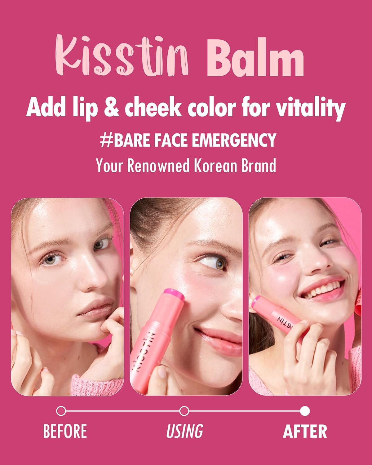 KAHI Kisstin Balm - Skin-Refining Face Moisturizer & Makeup Stick | Nourishing Beauty Moisturizer Stick | Makeup-enhancing Glow Balm (0.32 oz)