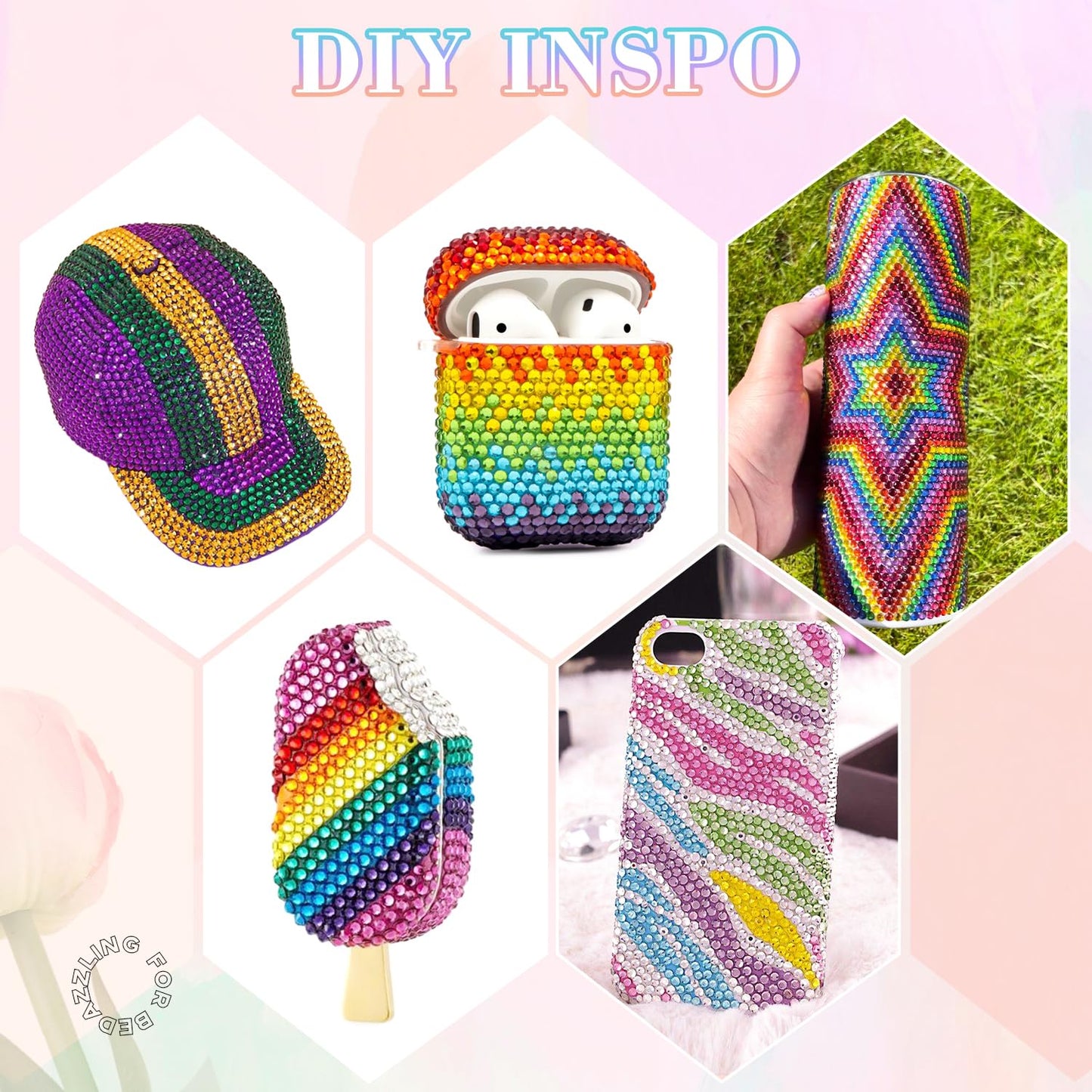 24000Pcs Resin Rhinestones for Bedazzling with 3Pcs B7000 Jewelry Glue, Multicolor 3mm Flatback Gems Rhinestones for Crafting, Clothing Tumblers Mugs Shoes Fabric Decor Nail Art