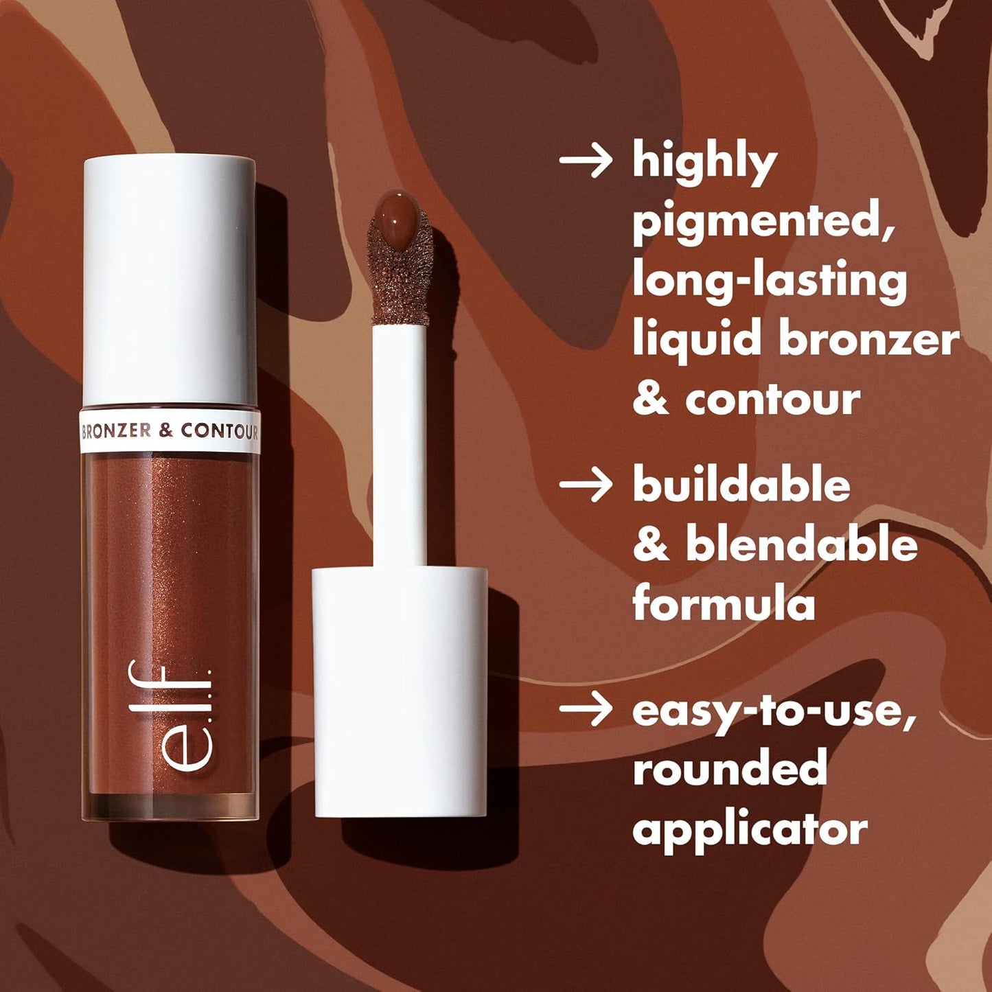 e.l.f. Camo Liquid Bronzer & Contour, Silky Highly Pigmented Formula, Creates a Long-Lasting Bronzed Glow & Natural Look, Vegan & Cruelty-Free, 7 Tan/Deep
